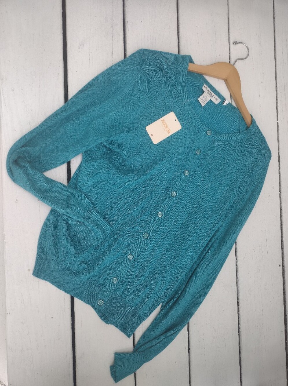 Melrose Chic New York Turquoise Button Down Cardigan XL